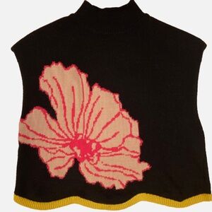 Anthropologie Maeve Sonal Nathwani Floral Sweater Vest Mock Neck Womens S